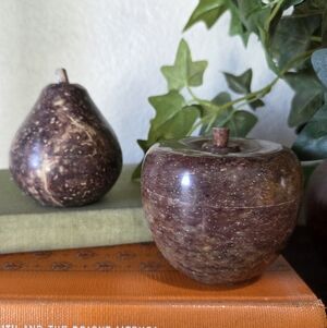 Vtg Set Of Apple Pear Stone Trinket Boxes Minimalist Cottagecore Primitive Gifts